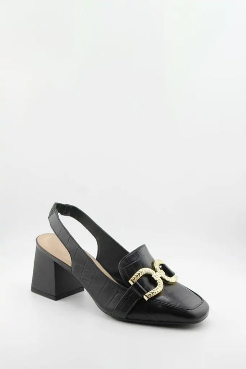 Capelli Rossi Croc-Embossed Slingback Heeled Loafers